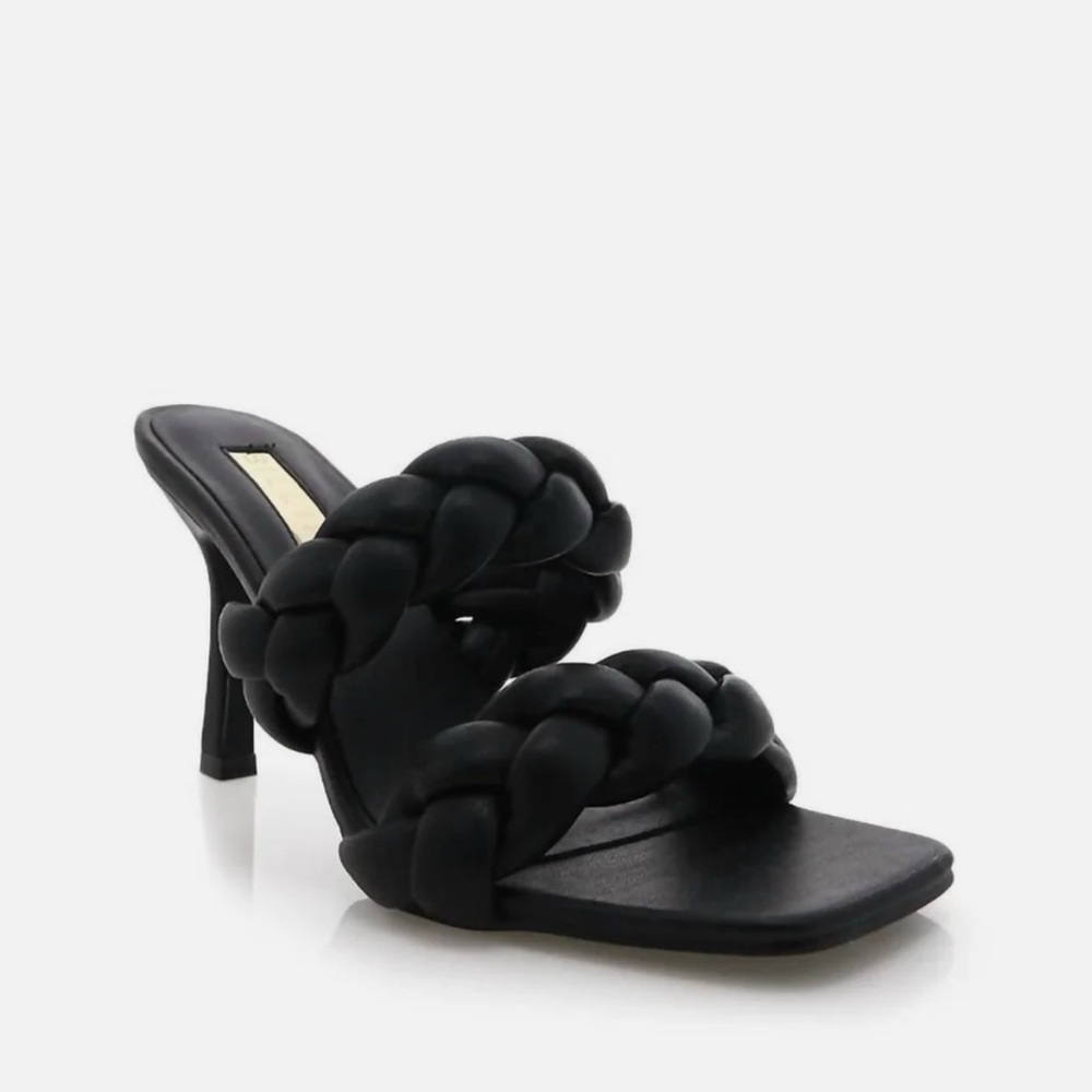 Billini Black Braided Heeled Mules